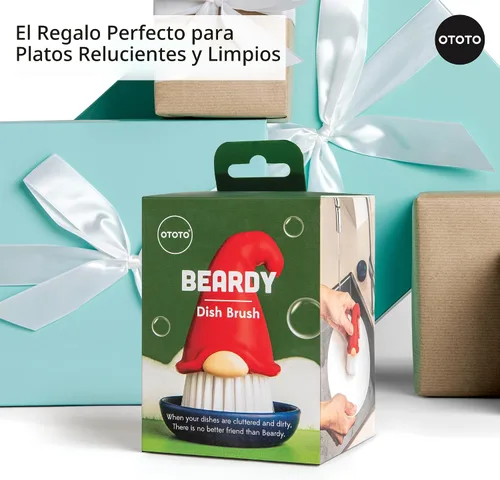 Miniatura 7 de OTOTO Barbudo (Beardy), Cepillo para lavar los platos y verduras de gnomo, regalos extravagantes, accesorios bonitos y divertidos de cocina