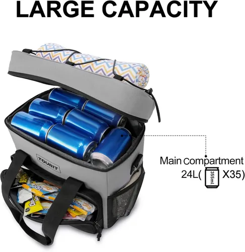 Miniatura 3 de TOURIT Bolsa de enfriador suave pequeña aislada, bolsa de enfriador de almuerzo de 24/35/46 latas, caja de hielo, enfriadores portátiles y a prueba