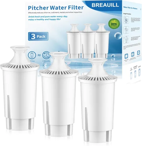 BREAUILL Filtro de agua de repuesto compatible con jarras y dispensadores Brita, filtro de agua de BREAUILL NSF certificado para jarra de agua