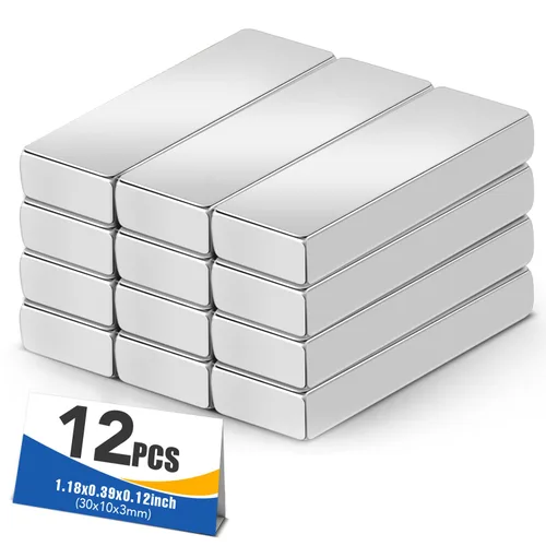 MIKEDE Imanes de neodimio de barra pequeña de 1.181 x 0.394 x 0.118 in, 12 imanes rectangulares de tierras raras para manualidades, resistentes para