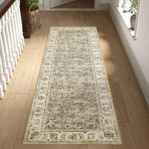 Miniatura 179 de Jinchan Fiora - Alfombra redonda de 8 pies, alfombras vintage con diseño floral envejecido, lavable a máquina, antideslizante, de pelo bajo, Azul