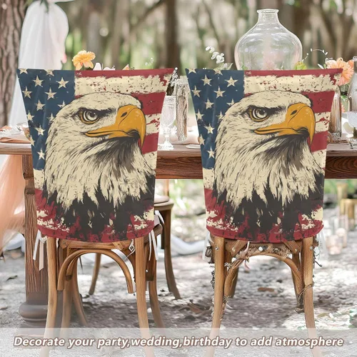 Miniatura 6 de 4th of July Independence Day White Bird Decorative Chairs Covers for Family Gatherings Soft 19.7x23.6in Chair Slipcovers covertores para sillas
