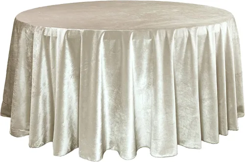 Miniatura 22 de YOUR CHAIR COVERS - Mantel redondo de terciopelo de 132 pulgadas - Mantel de lino azul polvoriento para mesas redondas estándar Azul empolvado