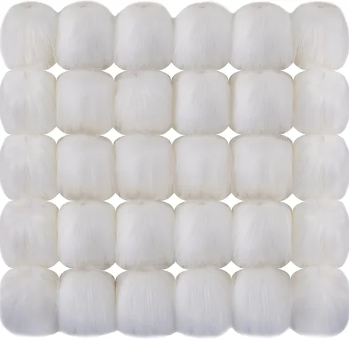 Miniatura 11 de SIQUK 30 pompones de piel sintética para manualidades, pompón esponjoso con lazo elástico para sombreros, llaveros, bufandas, guantes, bolsas