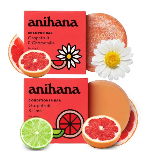ANIHANA Juego de barra de champú y acondicionador para cabello seco dañado, seguro para teñido, hidratante, aspecto saludable, sin parabenos