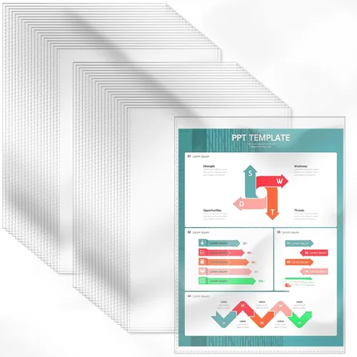 Miniatura 9 de VOKOY 25 Pack No Holes Sheet Protectors, 8.5" x 11", Letter Size Heavy Duty Clear View Page Sleeves Protectors, Clear Paper Document Artwork