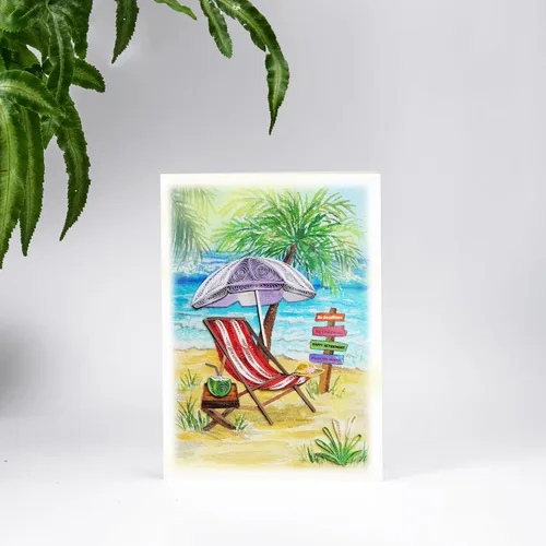 Miniatura 2 de Tarjeta de feliz jubilación, tarjeta de felicitación para compañero de trabajo, tarjeta de felicitaciones, graduación, temática de playa, arte
