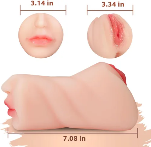 Miniatura 4 de Masturbadores masculinos de bolsillo 3 en 1 con cara realista, muñeca sexual con boca texturizada realista, vagina y ano apretado, masturbador