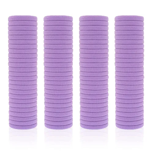 Miniatura 19 de Paquete de 100 ligas para el cabello sin costuras para mujeres y niñas, soportes para cola de caballo para cabello grueso (blanco)