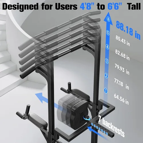 Miniatura 5 de Sportsroyals Power Tower - Estación de barra de dominadas, estación de inmersión estable de 450 libras para gimnasio en casa, equipo de Negro 01