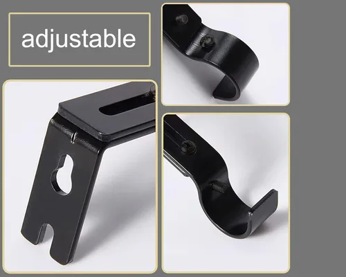 Miniatura 6 de Soportes de barra de cortina de alta calidad, paquete de 2 soportes de pared ajustables, soportes para barra de cortina para barra de 1 pulgada Negro