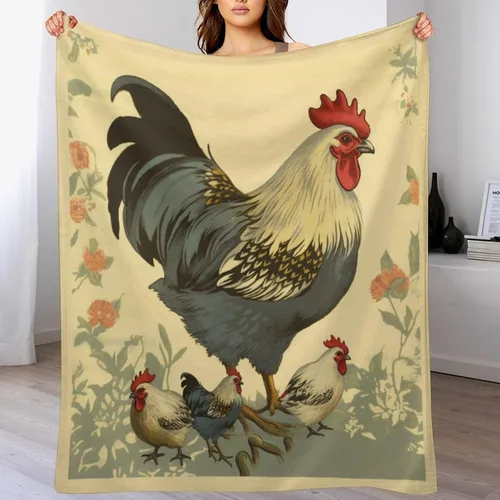 Miniatura 7 de Manta de gallos orgánica de forro polar de pollo de 30 x 40 pulgadas, manta de franela para sofá, cama para adultos, niños, adolescentes, regalo