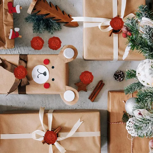 Miniatura 7 de CRASPIRE 50 calcomanías de sello de cera de Navidad, sello autoadhesivo de Papá Noel para sobres rojos, invitaciones de boda, tarjetas
