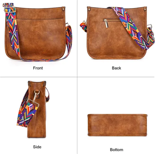 Miniatura 8 de HKCLUF Bolso cruzado para mujer, 2 piezasjuego de cartera de cuero con 2 correas ajustables para guitarra