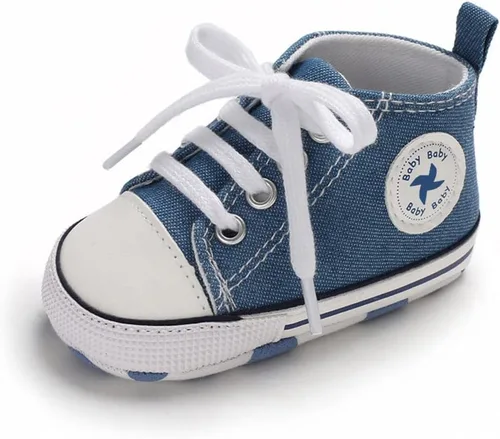 Miniatura 5 de Sekantrol Zapatos unisex para bebés, niñas y niños, suela suave, lona para recién nacidos, primeros pasos, zapatillas altas antideslizantes