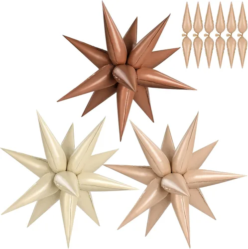 Miniatura 24 de 72 unidades de globos de estrella, grandes globos de cono de estrella metálicos de 26 pulgadas, globos de papel de aluminio de explosión colorida