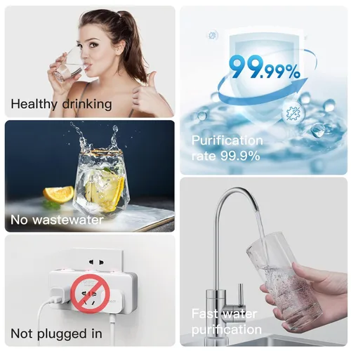 Miniatura 4 de Filtro de agua de acero inoxidable para fregadero, sistema de filtro de agua de ultrafiltración de 0.01 m, reduce PFAS, PFOAPFOS, fluoruro, cloro