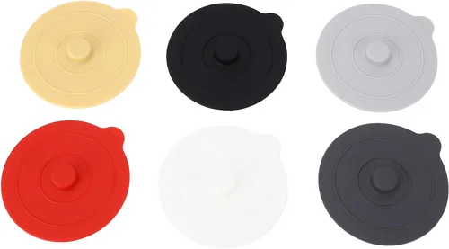 Miniatura 6 de Silicone Lids, Silicone Cup Covers Round Universal Cup Cover 6Pcs Silicone Cup Lid Wine Glass Covers 9.5cm Red Yellow Black White Dark Grey Light