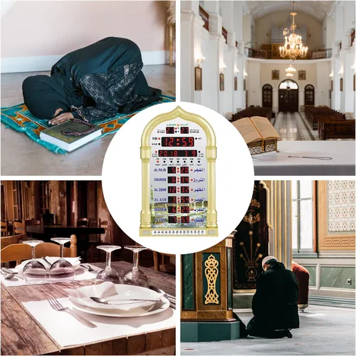 Miniatura 5 de Athan - Reloj de pared para oración, LED, digital, musulmán, reloj de pared islámico, tiempos de oración, mezquita, reloj de mezquita con Azan