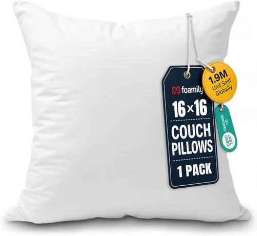 Miniatura 19 de Foamily Juego de 4 rellenos para almohada hipoalergénicas de primera calidad, con forma cuadrada de poliéster, estándar, blancos