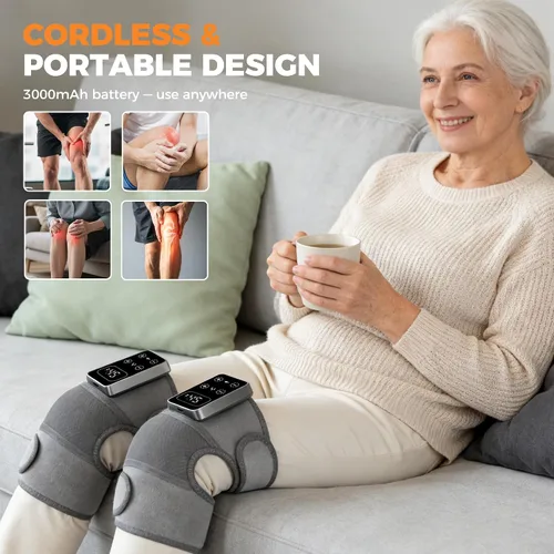 Miniatura 9 de YAZHI Masajeador de rodilla inalámbrico para aliviar el dolor, rodillera eléctrica con calefacción, 5 niveles de calor y 3 modos de masaje, regalos