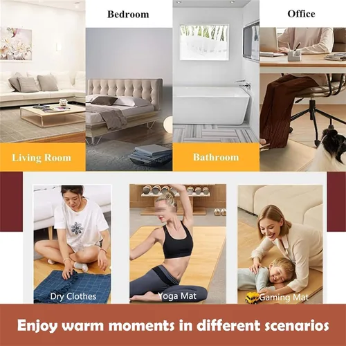 Miniatura 7 de Removable Washable Graphene Electric Heating Carpet Plush Heated Area Rug Indoor Floor Heating Mat Foot Warmer with Timer Fast Warm Up, Heated Floor
