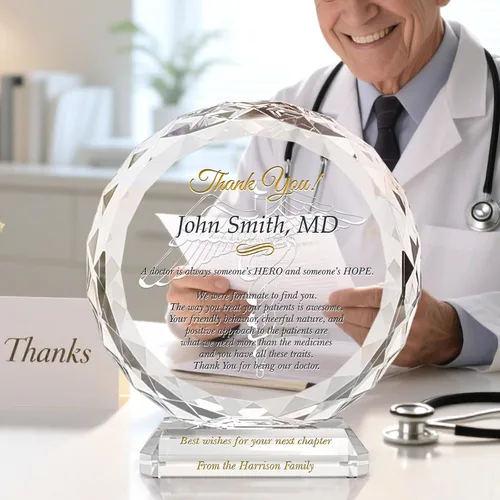 Miniatura 2 de Placa de regalo de agradecimiento al médico de cristal personalizada del paciente, personalizada con nombre del médico y mensaje personal, regalo
