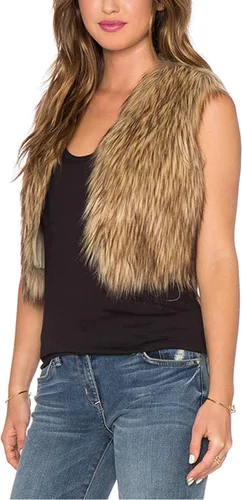 Miniatura 2 de Tanming Women's Sleeveless Open Front Fluffy Short Faux Fur Vests Waistcoats
