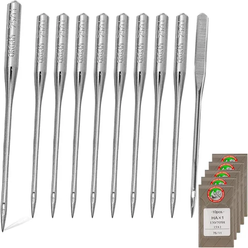 50 agujas de coser para máquina de coser de bordado, tamaño 75/11, 130/705H, HAx1 agujas de coser para máquina de coser Brother (paquete de 10 5