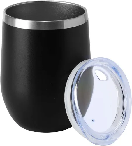 Miniatura 21 de HASLE OUTFITTERS Vaso de vino de 12 onzas con tapa, copas de vino sin tallo, tazas de viaje al vacío de doble pared, taza de café de acero Acero