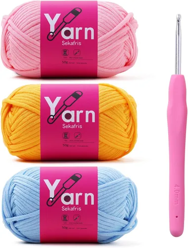 Miniatura 38 de Hilo de Crochet con Hilo de Algodón para Crochet – Hilos de Crochet Tejido para Principiantes con Puntadas Fáciles de Ver – Hilo para Crochet