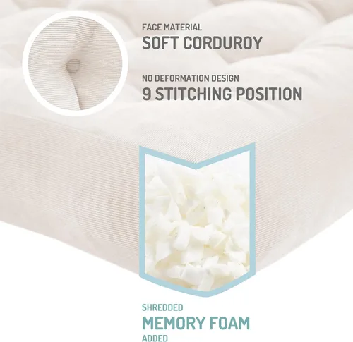 Miniatura 129 de Juego de 2 almohadas de suelo de meditación, almohadas cuadradas grandes para adultos, cojín de pana copetuda para sala de estar de tatami, gris, 22
