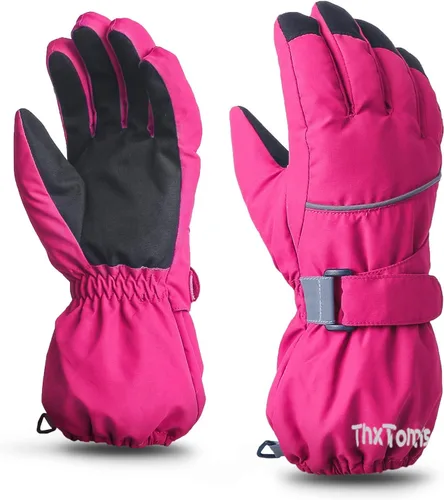 ThxToms Guantes cálidos de invierno para niños, guantes de nieve impermeables para deportes al aire libre, guantes de esquí voluminosos para niños y