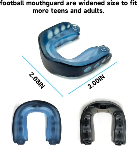 Miniatura 3 de Paquete de 2 protectores bucales de fútbol, protectores bucales deportivos para jóvenes, boquilla de fútbol con correa para jóvenes y adultos, pieza