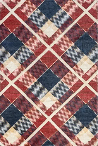 Miniatura 3 de nuLOOM Anastasia - Alfombra decorativa a cuadros altos y bajos, 2 x 3, color rojo