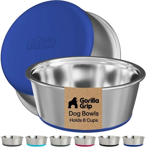 Miniatura 32 de GORILLA GRIP Tazones para perros, acero inoxidable 304 de grado alimenticio, capacidad para 2 tazas cada uno (16 onzas líquidas) para alimentos