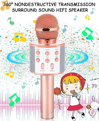 Miniatura 5 de Juguetes para niñas de 5 a 12 años, micrófono inalámbrico Bluetooth de karaoke para niños, juguetes populares para niños de 5, 6, 7, 8, 9, 10, 11