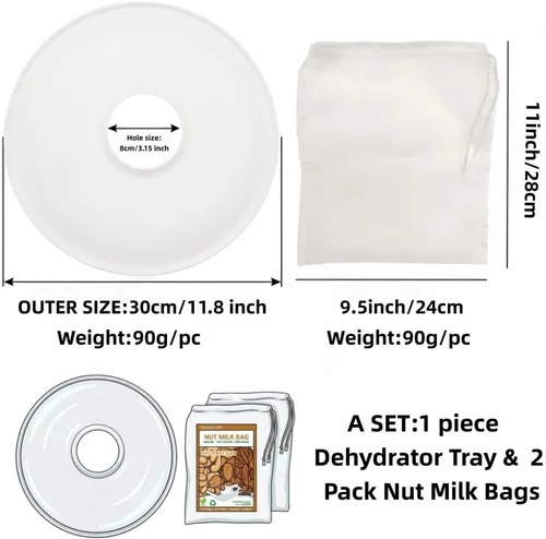 Miniatura 4 de Paquete de 2 bolsas de leche de nuez con hojas de rollo de frutas, bolsas reutilizables de nailon para coladores de alimentos de 100 micras, bolsas