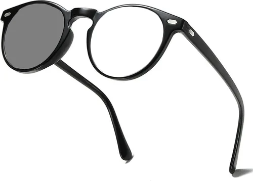 deportes al aire libre marco redondo fotocromático gris lente completa gafas de lectura para mujeres hombres transición lector gafas de sol UV400