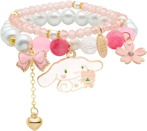 Miniatura 6 de Pulsera de cristal Kawaii con cuentas elásticas de dibujos animados, conjunto de pulseras a juego de pulseras de cuentas de cristal azul, rosa