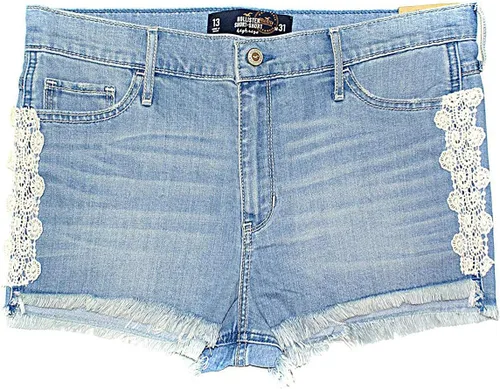 Hollister Pantalones cortos de mezclilla de talle alto para mujer HOW-33