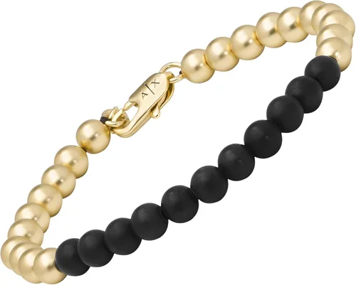 Miniatura 2 de AX ARMANI EXCHANGE Pulsera de cuentas de latón bicolor para hombre (Modelo AXG0119710), Latón, Sin gemas.