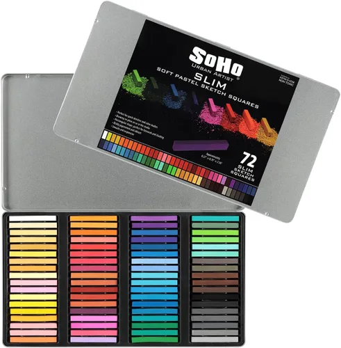 Soho Urban Artist Juego de 72 cuadrados suaves y delgados para bocetos en colores pastel – Ricamente pigmentados, colores vibrantes suaves para