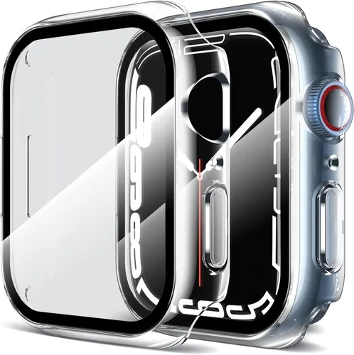 LK - Paquete de 2 carcasas para pantalla de vidrio templado, compatibles con Apple Watch SE Serie 6, Serie 5, Serie 4 de 1.57 pulgadas (40 mm), N.º