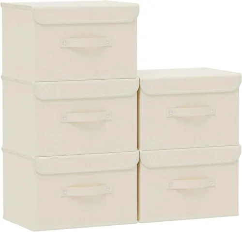 Miniatura 26 de Cajas de almacenamiento, contenedores de almacenamiento plegables con tapas, cestas de almacenamiento de tela de algodón y lino con asa