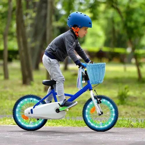 Miniatura 7 de Hestya Juego de cestas de bicicleta para niños, cesta de mimbre, cesta de bicicleta para manillar para niñas con 2 luces LED para ruedas