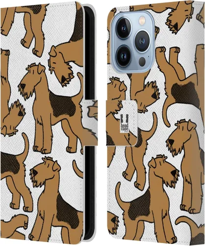 Head Case Designs Airedale Terrier Dog Breed Patterns 4 Leather Wallet Case Compatible with Apple iPhone 13 Pro