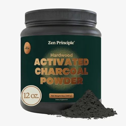 Polvo de carbón activado con principio zen solo de árboles de madera dura de Estados Unidos. Todo natural. Blanquea los dientes, rejuvenece la piel