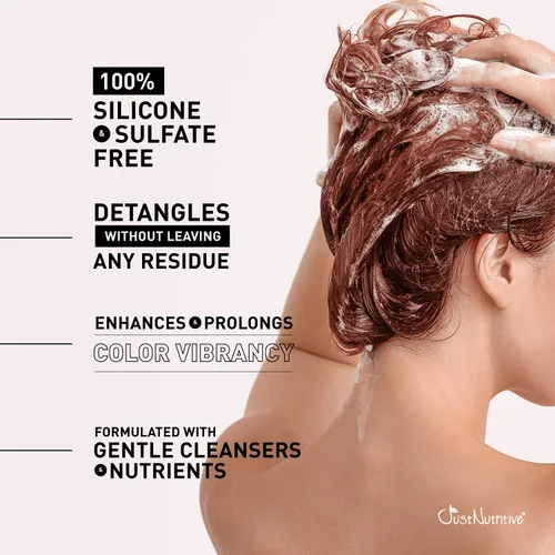 Miniatura 4 de Just Nutritive Champú, 16 onzas líquidas, protege el color para cabello teñido con sulfato, parabenos, silicona, libre de crueldad, hecho a mano