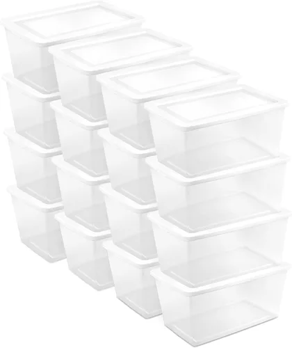 Miniatura 21 de Sterilite Paquete de 8 contenedores apilables con tapa, diseño de plástico transparente, 90 cuartos de galón